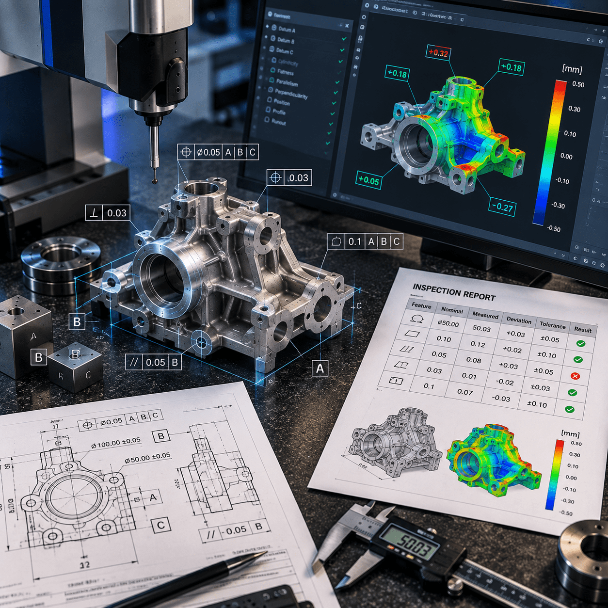 Tersine mühendislik, 3D tarama, CAD modelleme, 3D Ölçüm ve Raporlama ve 3D baskı ile yeniden üretilen endüstriyel parça - Yalın Mühendislik