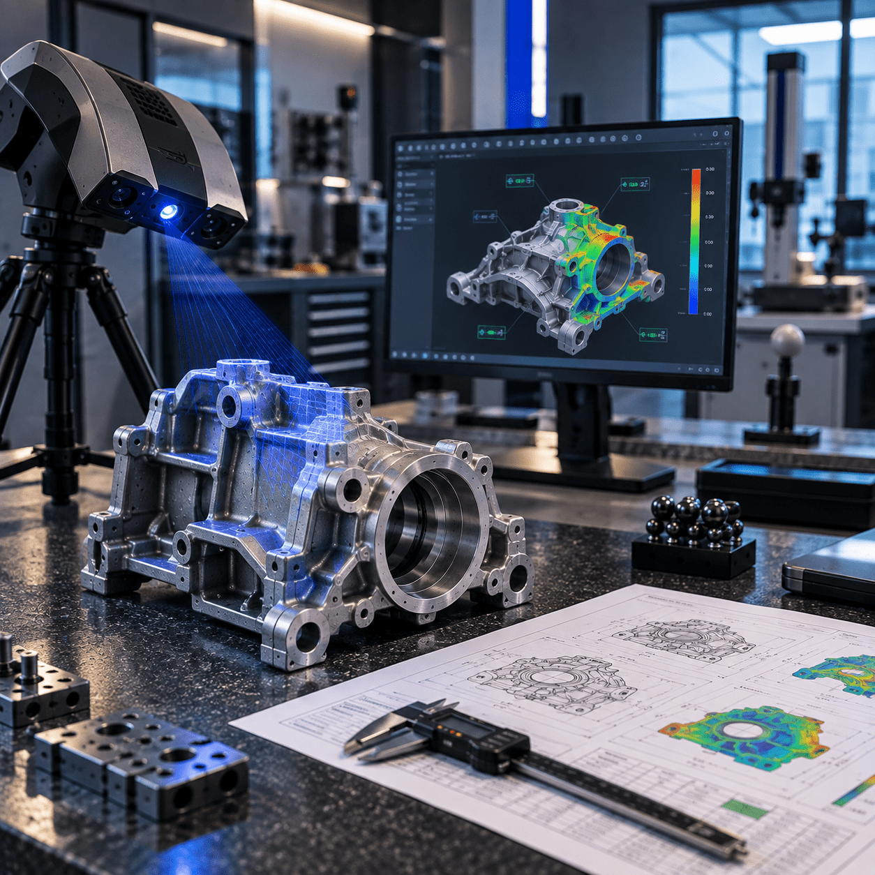 Tersine mühendislik, 3D tarama, CAD modelleme, 3D Ölçüm ve Raporlama ve 3D baskı ile yeniden üretilen endüstriyel parça - Yalın Mühendislik