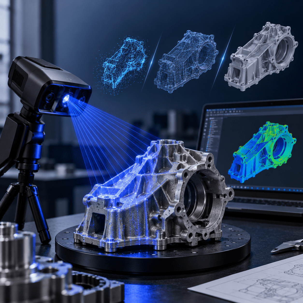 3d tarama görseli 2 Tersine mühendislik, 3D tarama, CAD modelleme, 3D Ölçüm ve Raporlama ve 3D baskı ile yeniden üretilen endüstriyel parça - Yalın Mühendislik